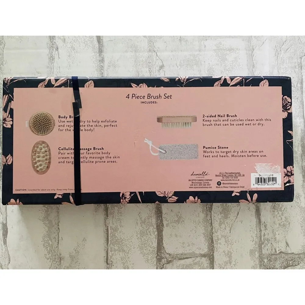 NWT Danielle Creations 4 Piece Bath Body Brush Set Exfoliating Spa Set